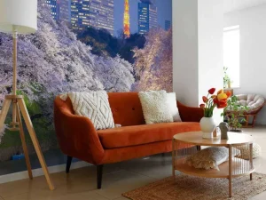 Sale Sakura kersenbloesem met de Tokyo Tower op de achtergrond fotobehang Architectuur