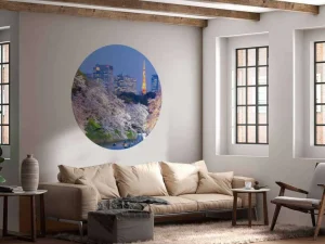 Sale Sakura kersenbloesem met de Tokyo Tower op de achtergrond fotobehang Architectuur