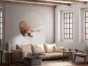 Outlet Schattige labrador is aan het eten fotobehang Dieren