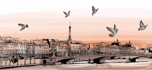 Discount Schets van Parijs fotobehang Tienerkamer | Kunst & Design