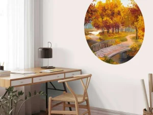 Hot Schilderij van een brug in het bos fotobehang Bloemen