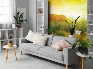Hot Schilderij van een zonnebloemen landschap fotobehang Bloemen