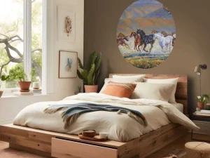 Best Schilderij van paarden en een vliegende adelaar fotobehang Kinderkamer | Kunst & Design