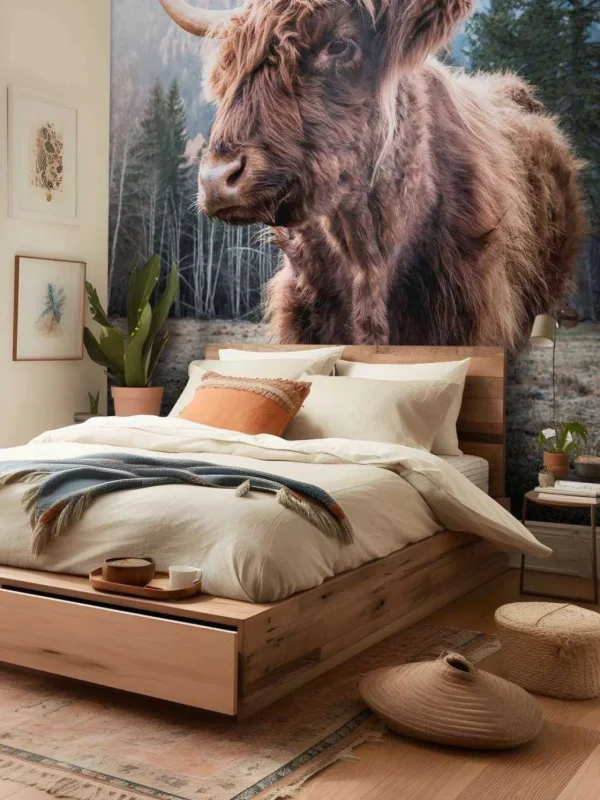 Discount Schotse Hooglander in de ochtend fotobehang Dieren