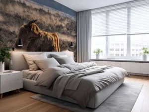 Clearance Schotse Hooglander in het wild fotobehang Dieren