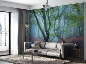 Sale Schuin groeiende bomen fotobehang Bloemen