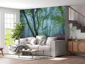 Sale Schuin groeiende bomen fotobehang Bloemen