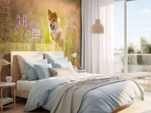 New Shiba Inu in het veld fotobehang Dieren