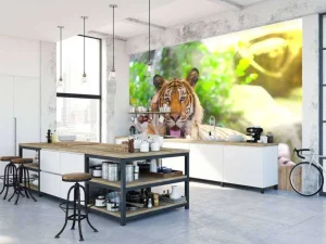 Best Siberische Tijger steekt tong uit fotobehang Dieren