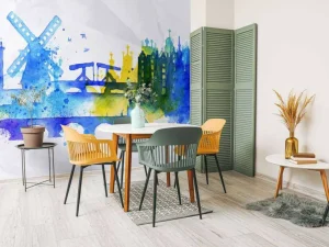 Hot Silhouet overlay van Amsterdam fotobehang Steden | Architectuur
