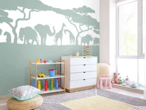 Sale Silhouette safaridieren, lichtgroen Kinderkamer