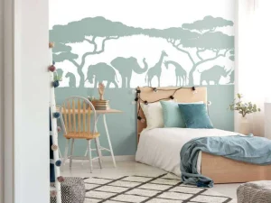 Sale Silhouette safaridieren, lichtgroen Kinderkamer