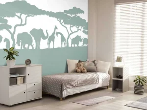 Sale Silhouette safaridieren, lichtgroen Kinderkamer