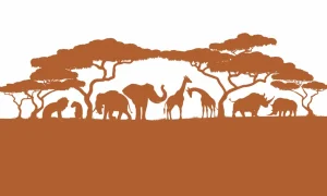 Sale Silhouette safaridieren, roestkleur Kinderkamer