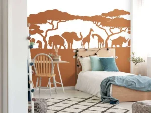 Sale Silhouette safaridieren, roestkleur Kinderkamer