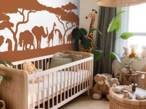 Sale Silhouette safaridieren, roestkleur Kinderkamer