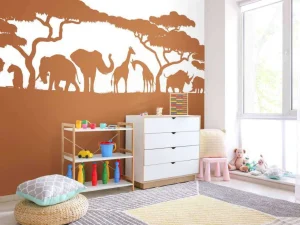 Sale Silhouette safaridieren, roestkleur Kinderkamer
