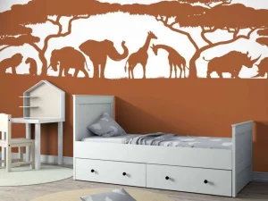 Sale Silhouette safaridieren, roestkleur Kinderkamer