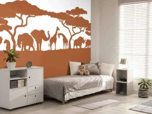 Sale Silhouette safaridieren, roestkleur Kinderkamer