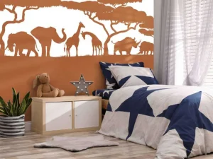 Sale Silhouette safaridieren, roestkleur Kinderkamer