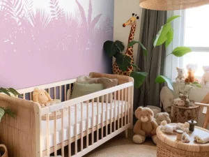 Outlet Silhouetten palmbladeren, roze Kinderkamer