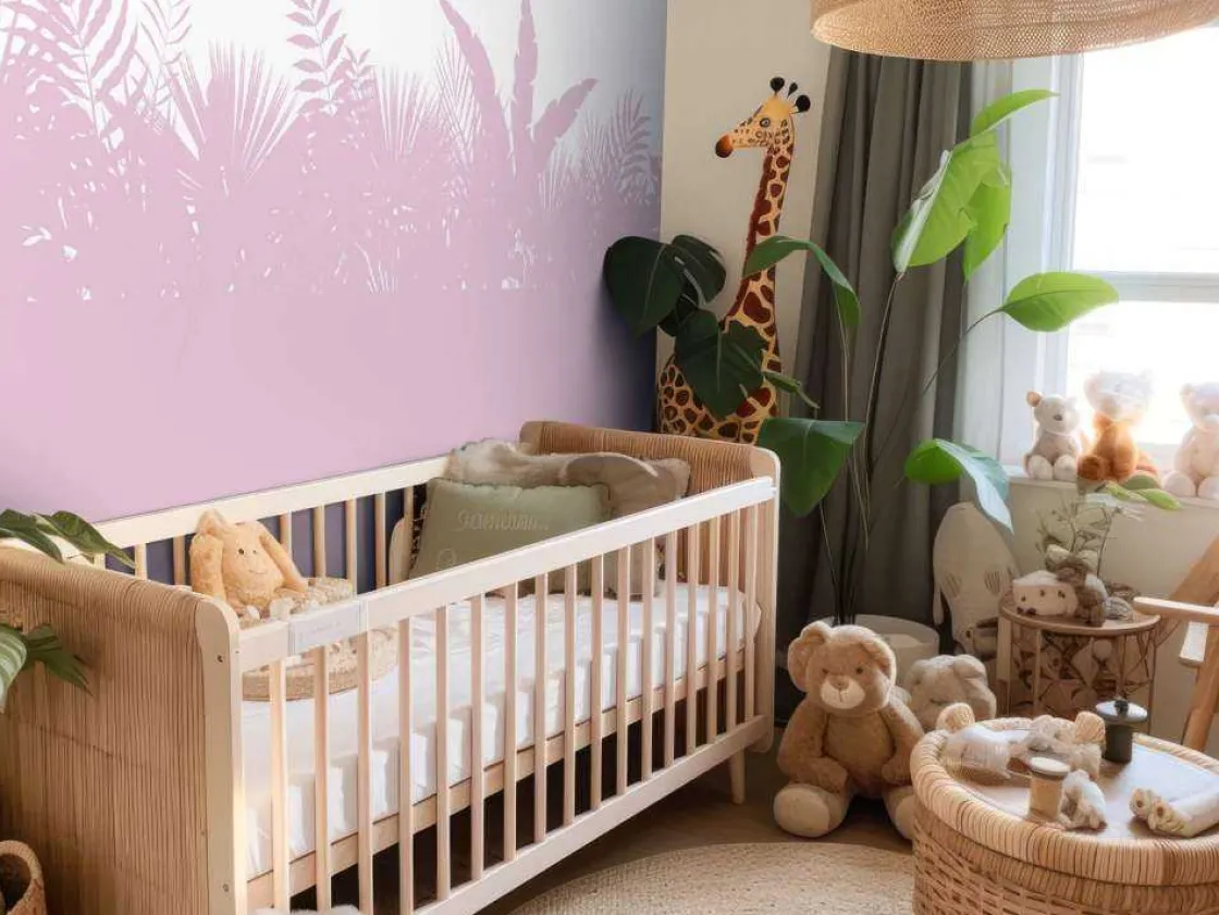 silhouetten_palmbladeren__3.webp Outlet Silhouetten palmbladeren, roze Kinderkamer