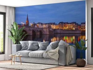Discount Sint Servaasbrug in de avond fotobehang Architectuur