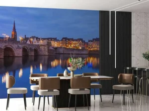 Discount Sint Servaasbrug in de avond fotobehang Architectuur