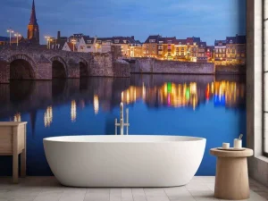 Discount Sint Servaasbrug in de avond fotobehang Architectuur