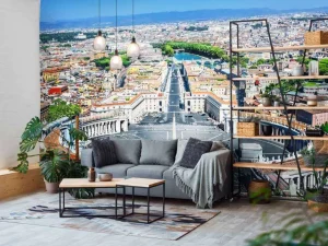 Online Sint-Pietersplein in de zomer fotobehang Architectuur