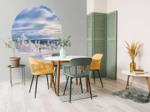 Sale Skiër in een ingesneeuwd bos fotobehang Sport