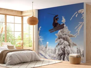Sale Skiër maakt een hoge sprong fotobehang Tienerkamer | Sport
