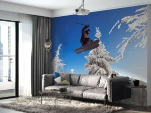 Sale Skiër maakt een hoge sprong fotobehang Tienerkamer | Sport