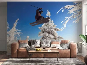 Sale Skiër maakt een hoge sprong fotobehang Tienerkamer | Sport