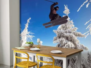 Sale Skiër maakt een hoge sprong fotobehang Tienerkamer | Sport