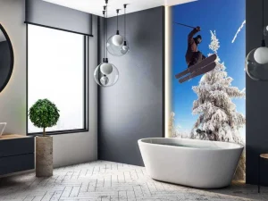 Sale Skiër maakt een hoge sprong fotobehang Tienerkamer | Sport