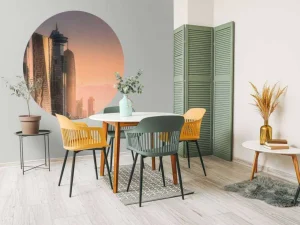 Discount Skyline van Doha in de avond fotobehang Architectuur