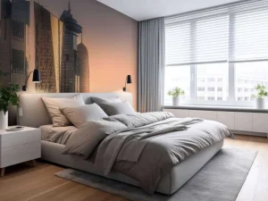 Discount Skyline van Doha in de avond fotobehang Architectuur