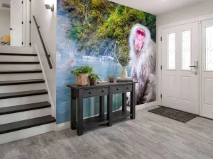 Hot Sneeuwaap bij een warmwaterbron fotobehang Dieren