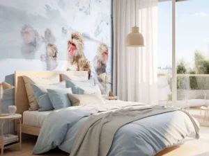 Discount Sneeuwapen genieten van het warme water fotobehang Dieren