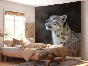 New Sneeuwpanter met blauwe ogen fotobehang Dieren