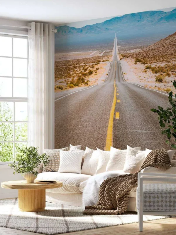 Hot Snelweg door een woestijn fotobehang Architectuur