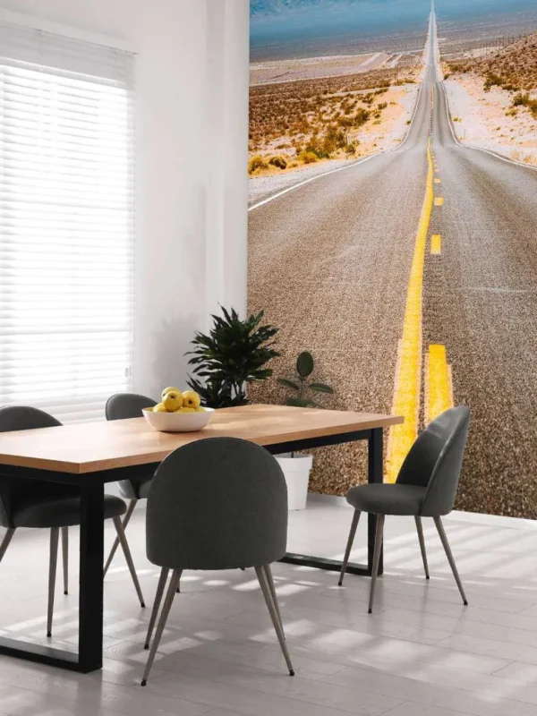 Hot Snelweg door een woestijn fotobehang Architectuur
