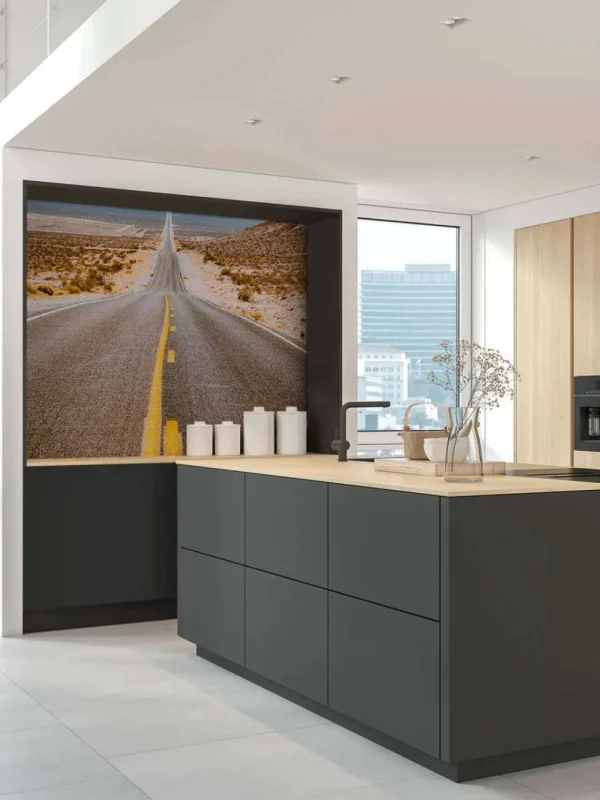 Hot Snelweg door een woestijn fotobehang Architectuur
