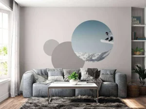 Fashion Snowboarder maakt een hoge sprong fotobehang Tienerkamer | Sport