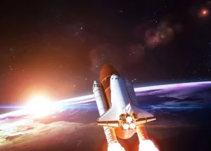 Sale Space Shuttle in de ruimte fotobehang Tienerkamer