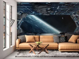 Best Space Shuttle met asteroïden fotobehang Tienerkamer | Kinderkamer