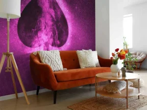 Hot Speelkaart symbool in het roze fotobehang Computerkamer