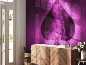 Hot Speelkaart symbool in het roze fotobehang Computerkamer