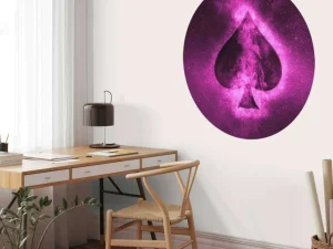 Hot Speelkaart symbool in het roze fotobehang Computerkamer